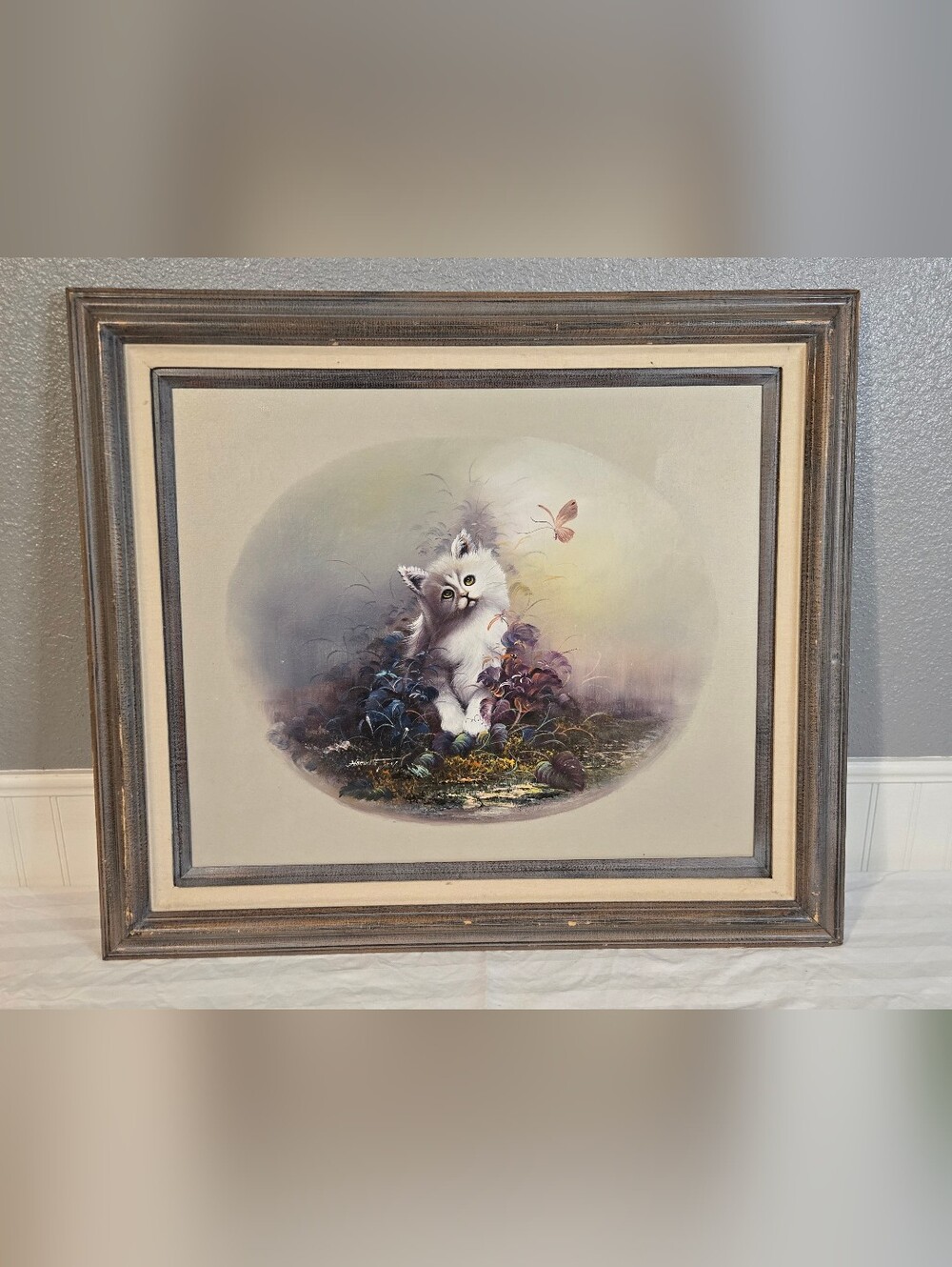 Vintage Kitten Oil Painting